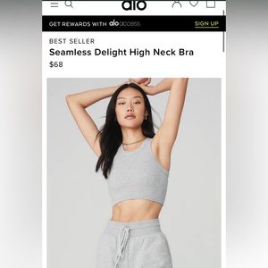 SEAMLESS DELIGHT HIGH NECK BRA - ATHLETIC HEATHER GREY